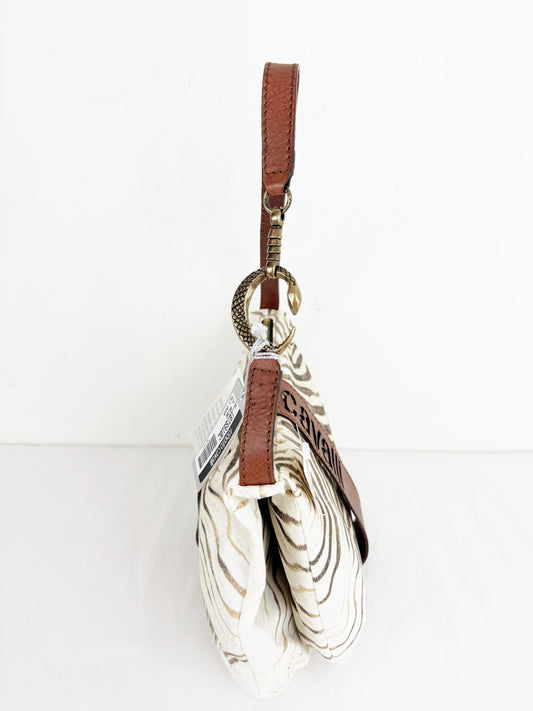 NEW Roberto Cavalli Zebra Canvas Bag