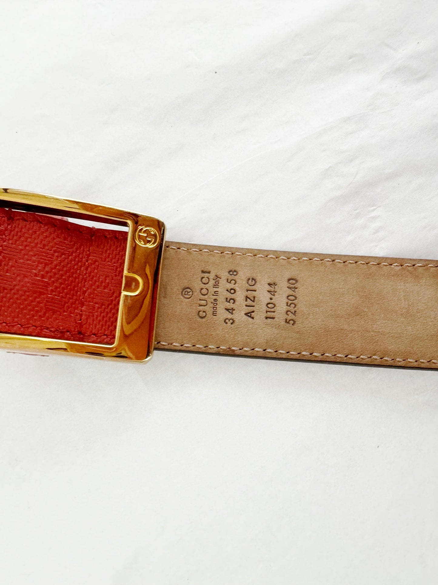 Gucci Patterned Leather Belt Size XL