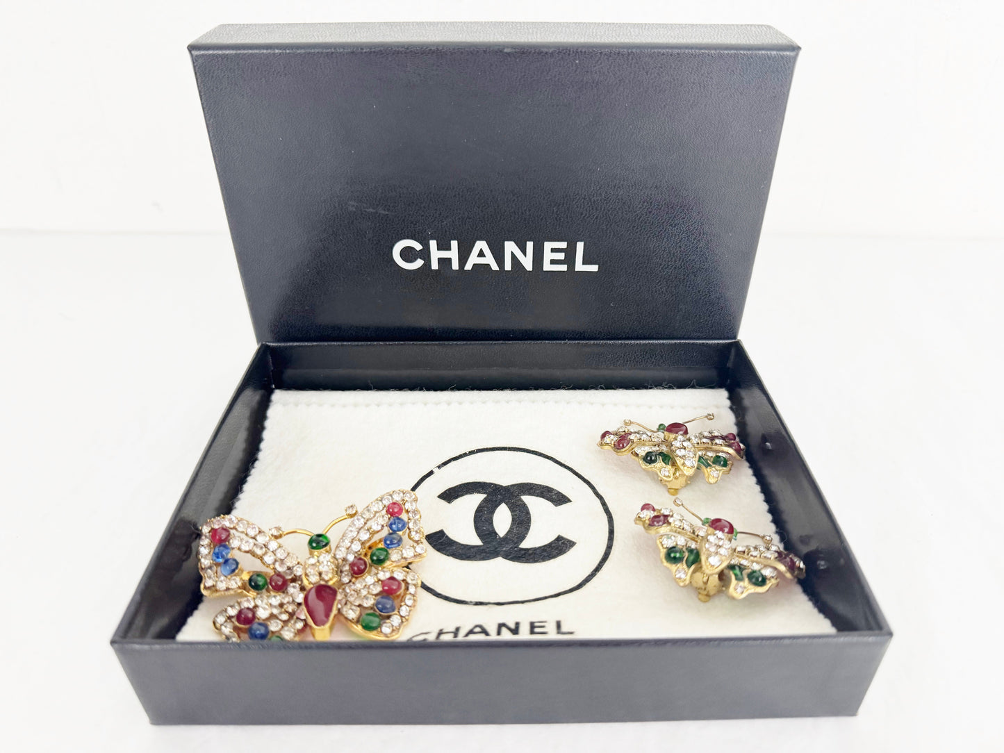 Vintage Chanel Butterfly Brooch and Earrings Set