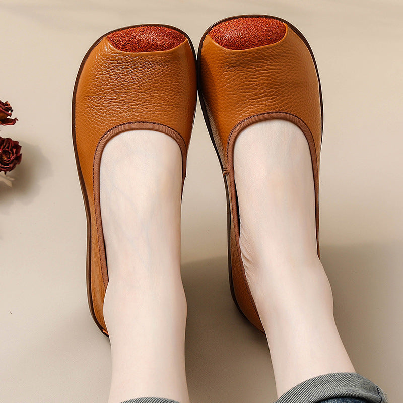 Chaussures en Cuir Véritable à Talon Plat
