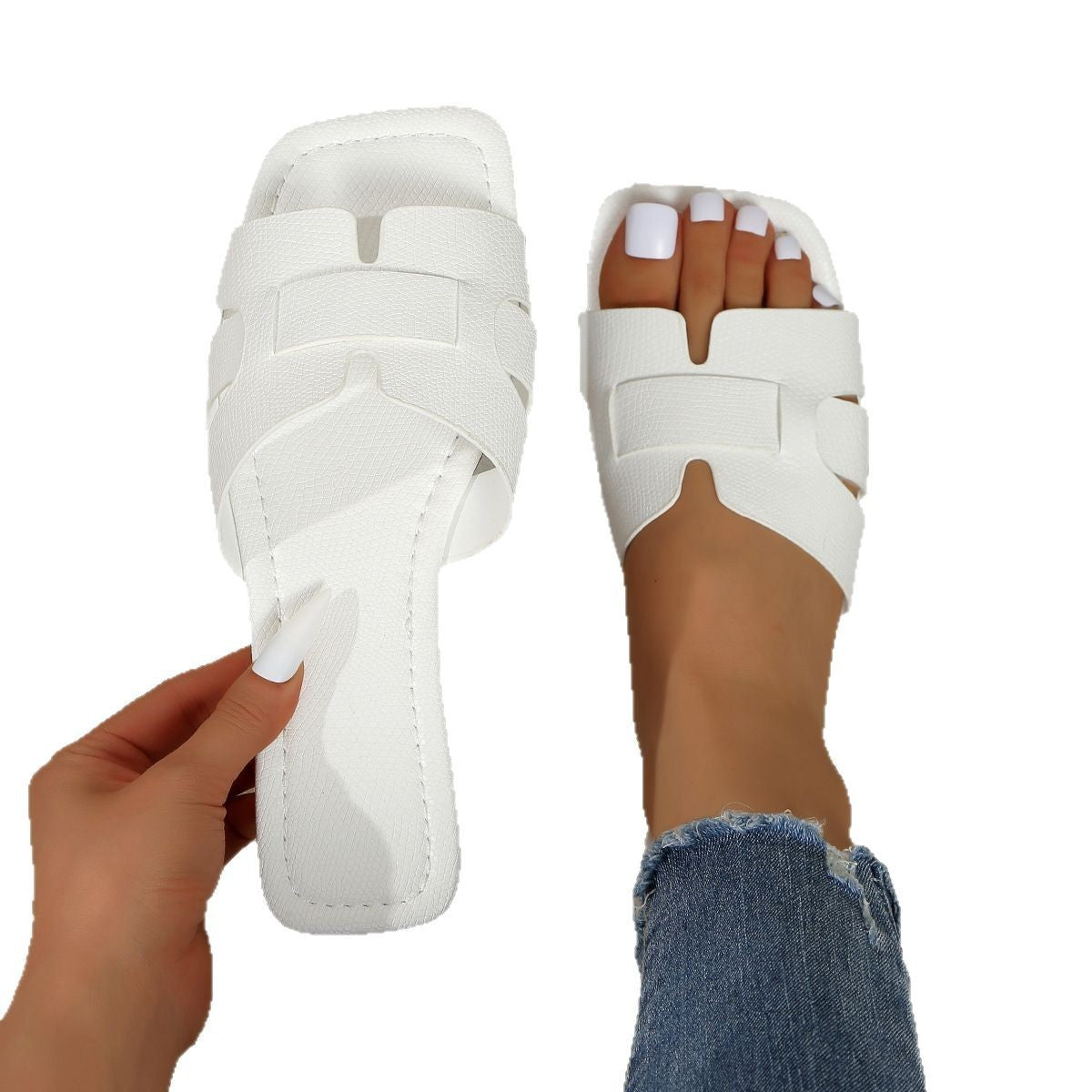 Tongs Plates Légères Unies pour Femmes