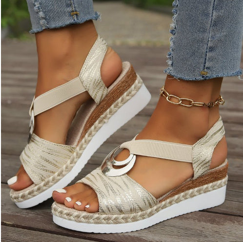Sandales Femme avec Boucle Métal et Détail en Corde de Chanvre