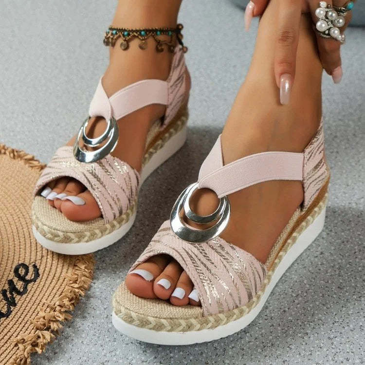 Sandales Femme avec Boucle Métal et Détail en Corde de Chanvre