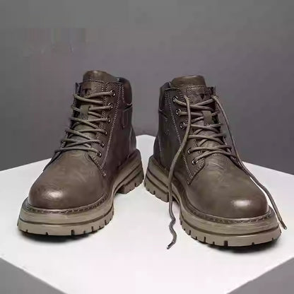 Bottes montantes en cuir de motard rétro de style britannique