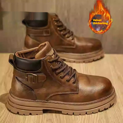 Bottes montantes en cuir de motard rétro de style britannique