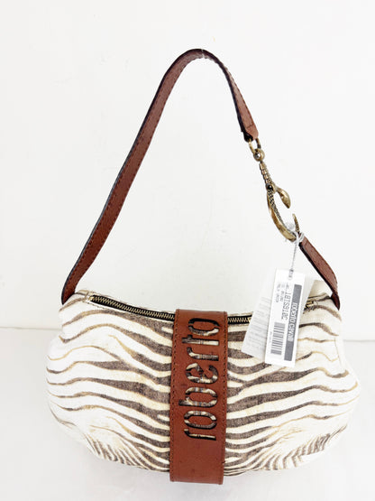 NEW Roberto Cavalli Zebra Canvas Bag