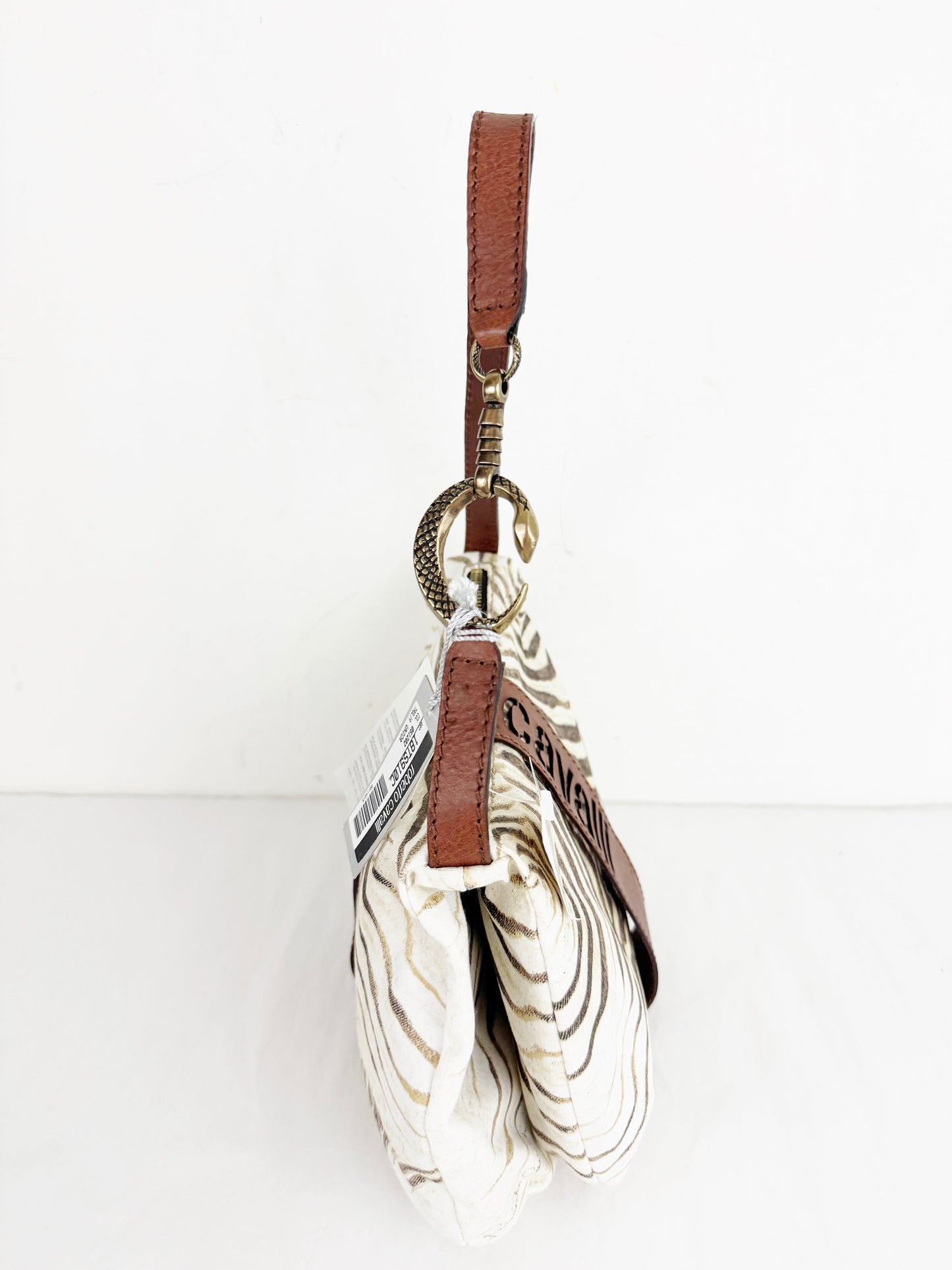 NEW Roberto Cavalli Zebra Canvas Bag