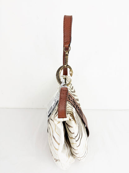 NEW Roberto Cavalli Zebra Canvas Bag
