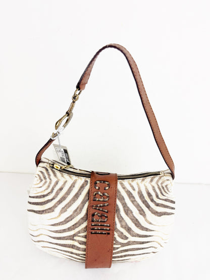 NEW Roberto Cavalli Zebra Canvas Bag