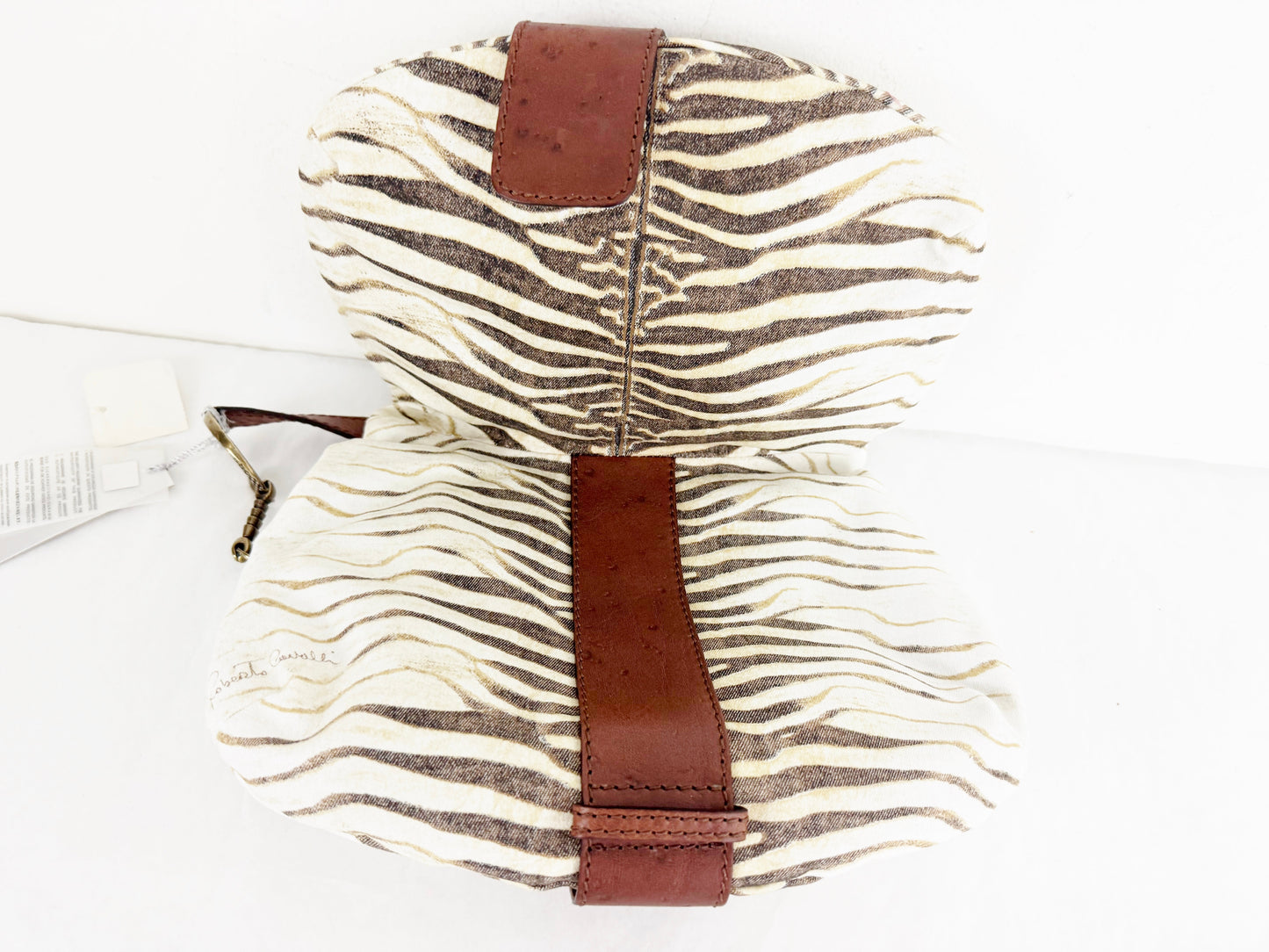 NEW Roberto Cavalli Zebra Canvas Bag