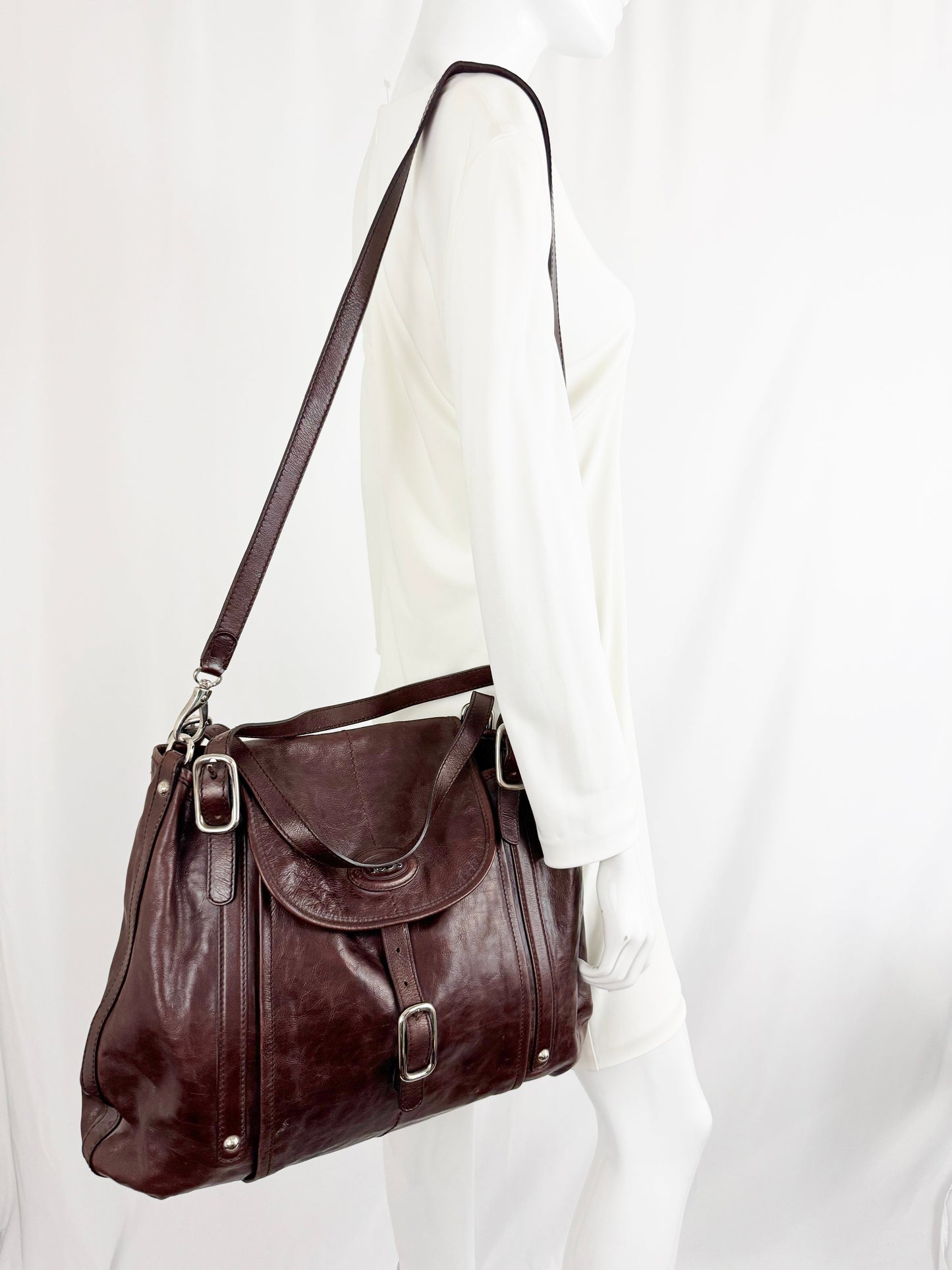 NEW Tod's Leather Tote Messenger With Strap