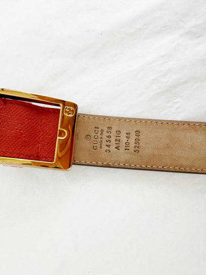 Gucci Patterned Leather Belt Size XL