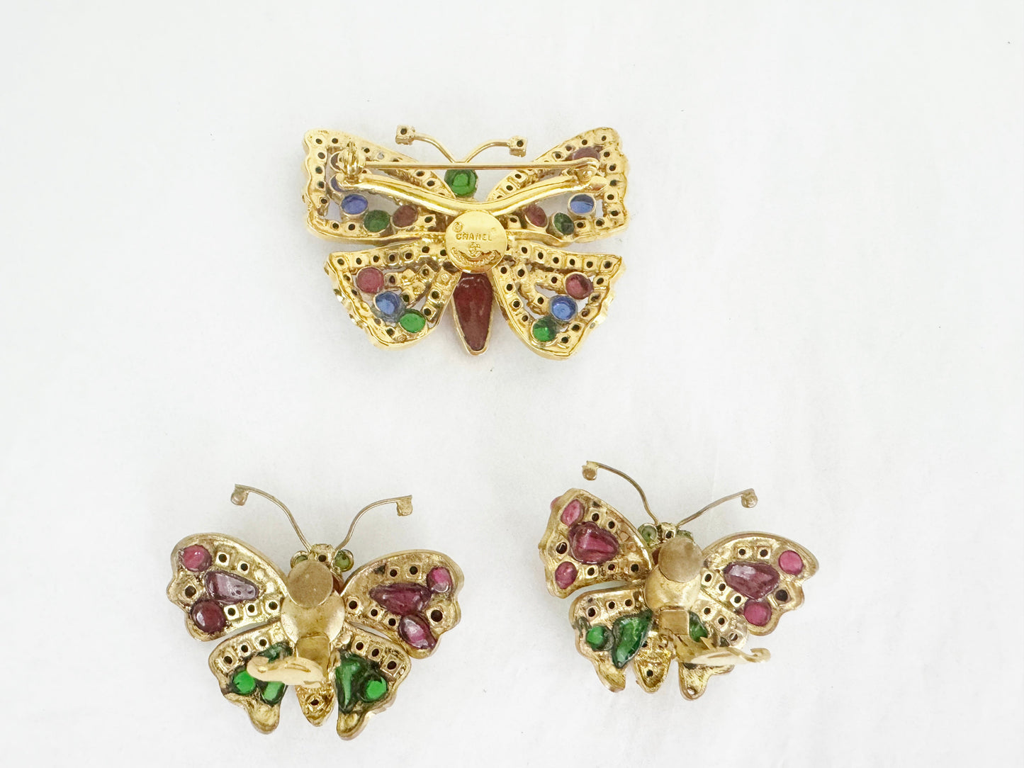 Vintage Chanel Butterfly Brooch and Earrings Set