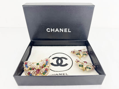 Vintage Chanel Butterfly Brooch and Earrings Set