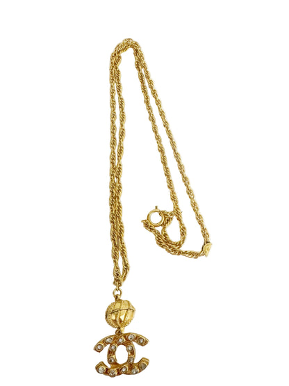 Vintage Chanel CC Rhinestone Pendant