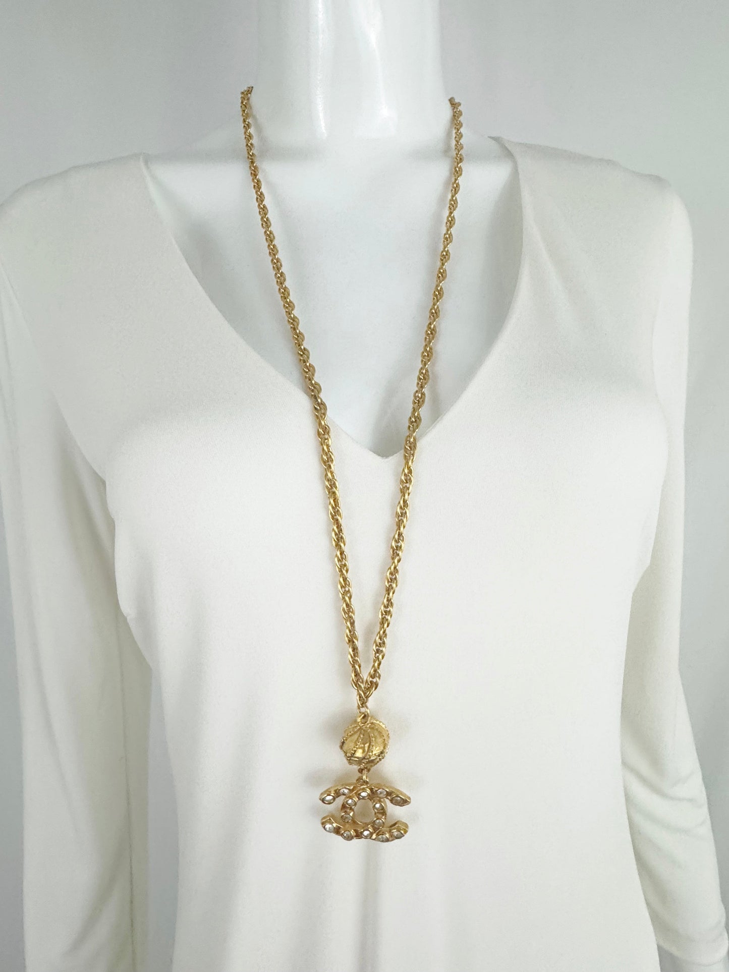 Vintage Chanel CC Rhinestone Pendant