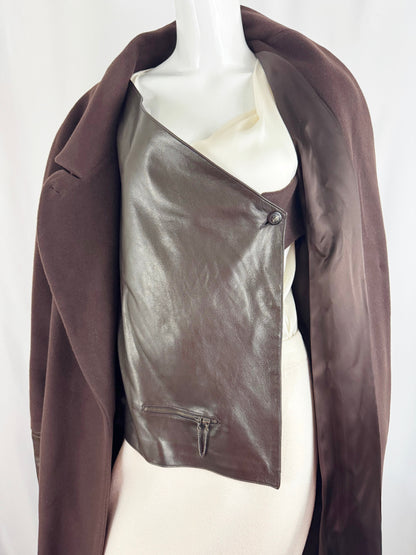 Barbara Bui Leather Accent Full Coat Size M