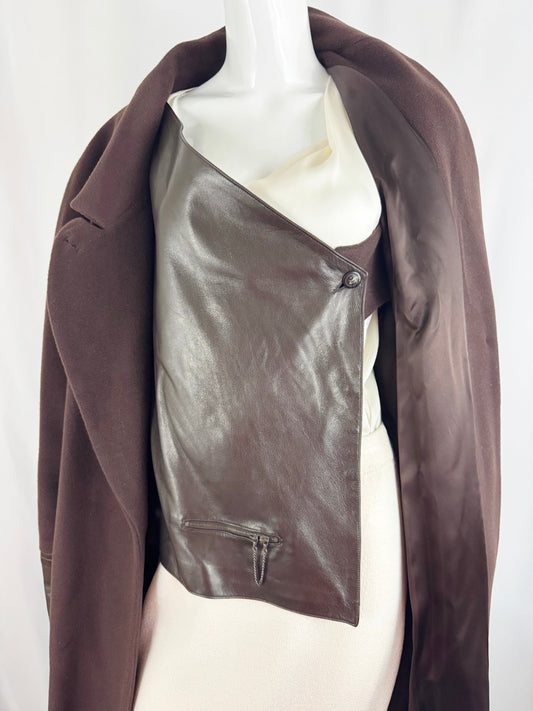 Barbara Bui Leather Accent Full Coat Size M