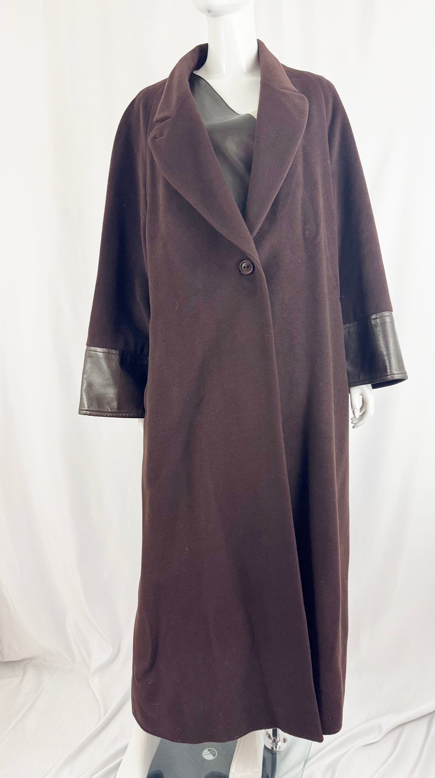 Barbara Bui Leather Accent Full Coat Size M