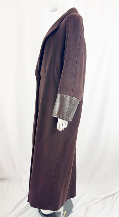 Barbara Bui Leather Accent Full Coat Size M