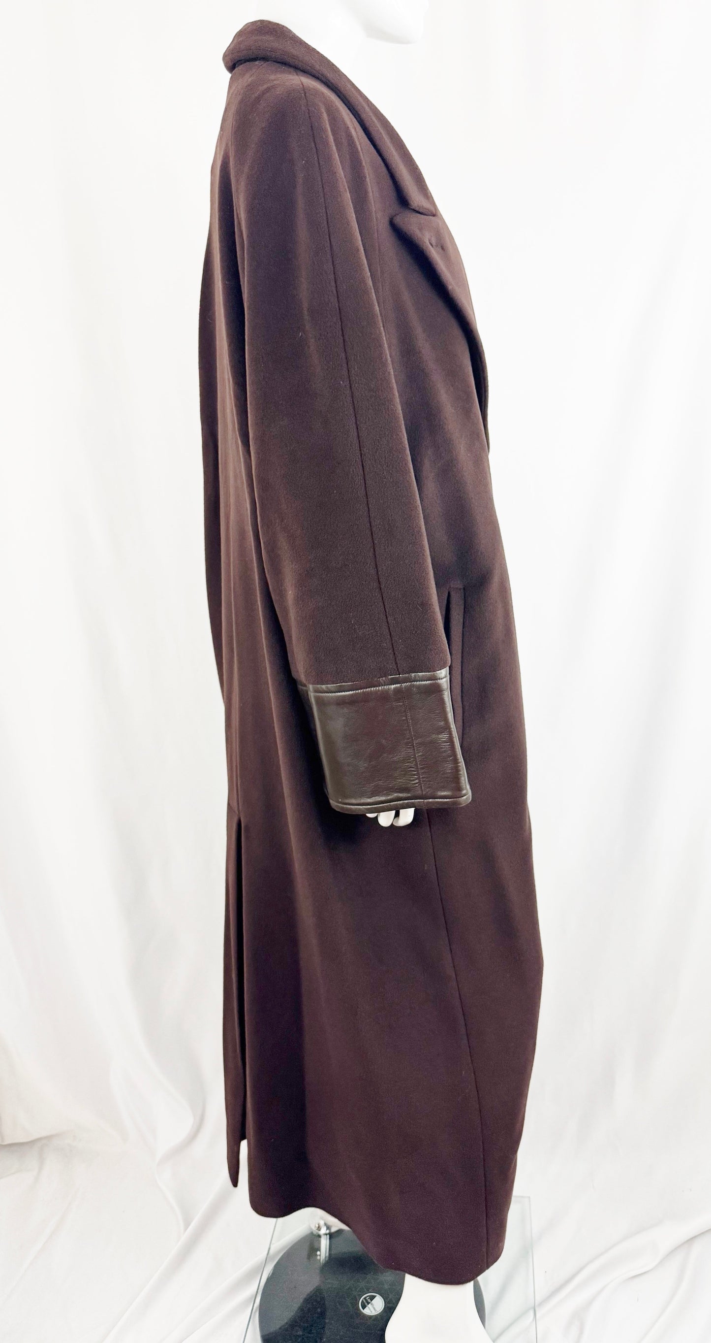 Barbara Bui Leather Accent Full Coat Size M