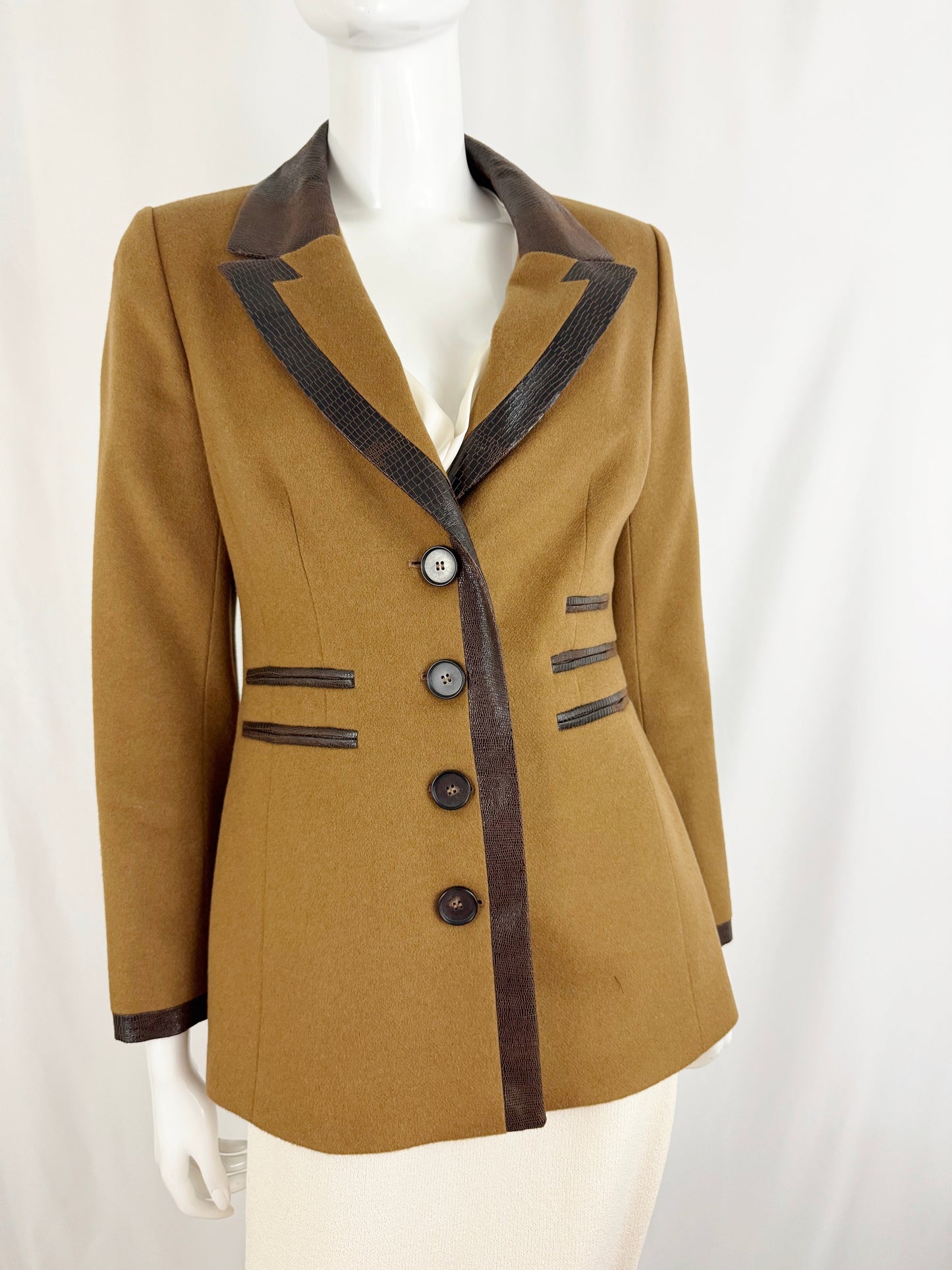 Algo Cashmere with Leather Jacket Size XS