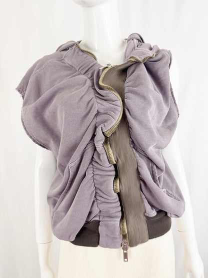 NEW Haider Ackermann Sleeveless Ruched Hoodie Size S