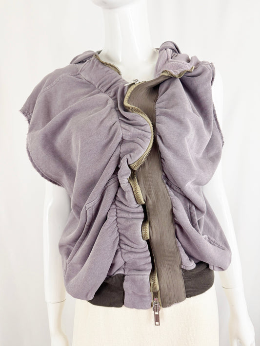 NEW Haider Ackermann Sleeveless Ruched Hoodie Size S