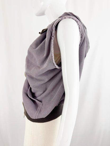 NEW Haider Ackermann Sleeveless Ruched Hoodie Size S