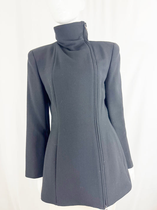 Giorgio Armani Off-Center Zipped Coat Size M