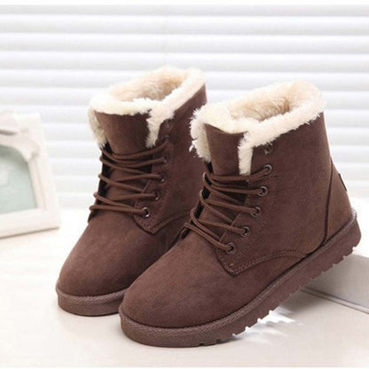 Bottes de neige pour femmes, chaussures courtes et chaudes à talons plats