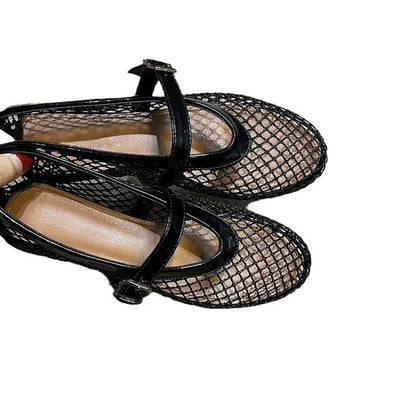 Chaussures de Danse à Bout Rond en Maille avec Boucle