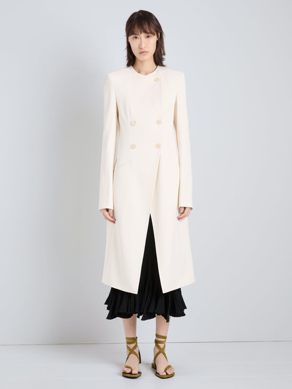 Anouk Women's Coat | Satin Back Crepe, Double-Breasted 5