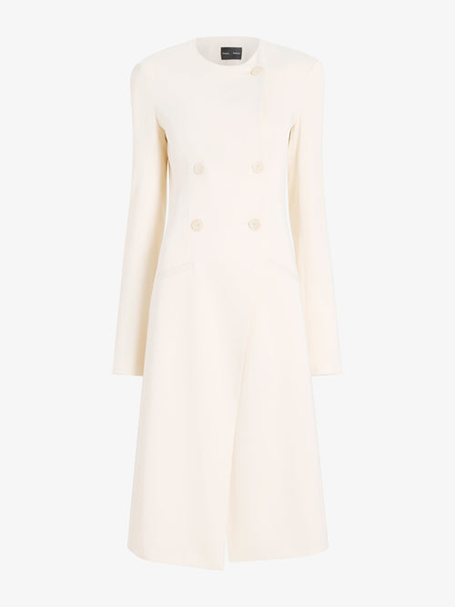 Ava Women's Coat | Satin Back Crepe, Double-Breasted Design with V-Shaped Split 0