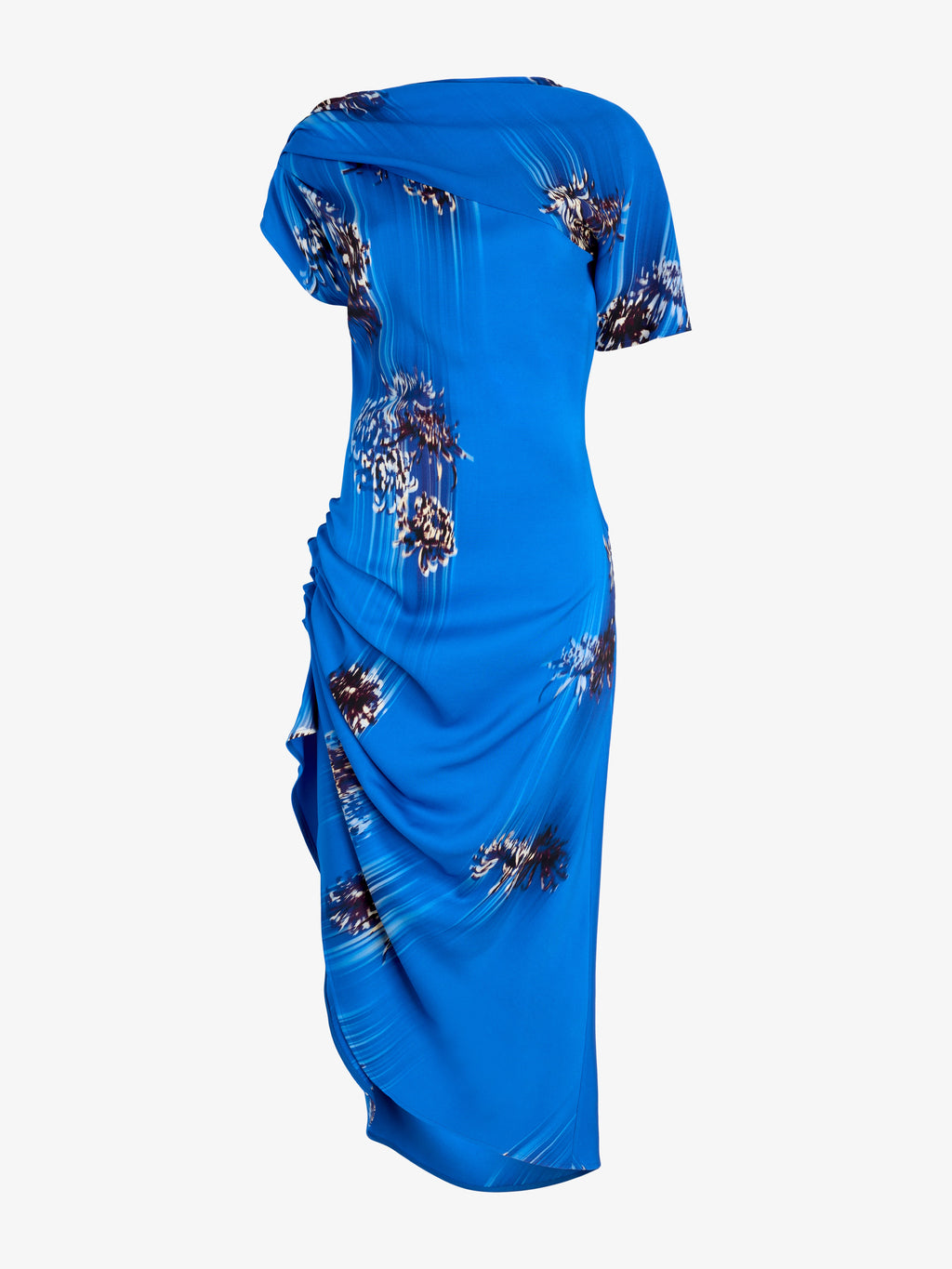 Ava Women's Cocktail Dress | Printed Viscose Cady, Asymmetric Hem 0