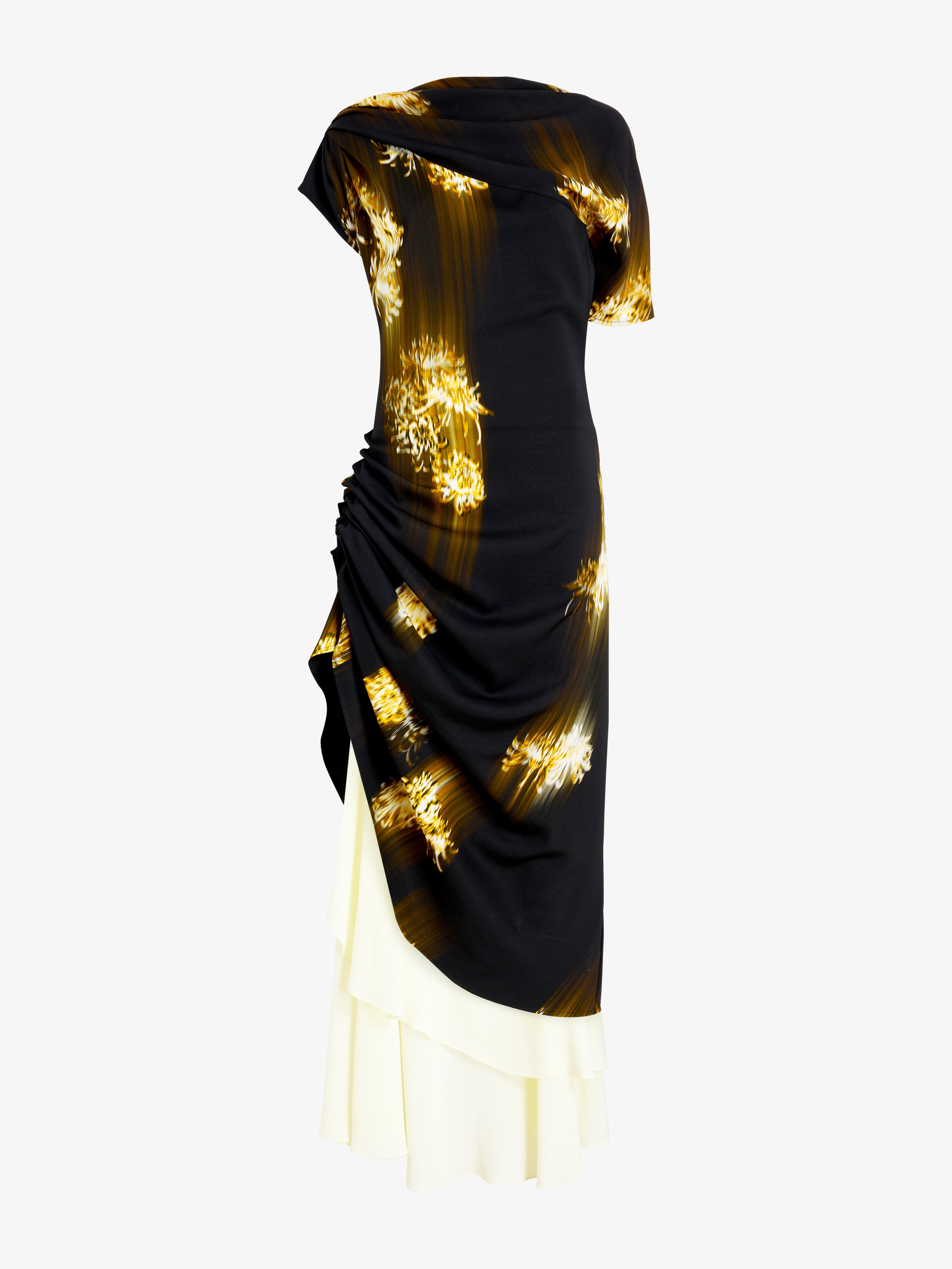 Ava Women's Dress | Printed Viscose Cady, Asymmetrical Hem 0
