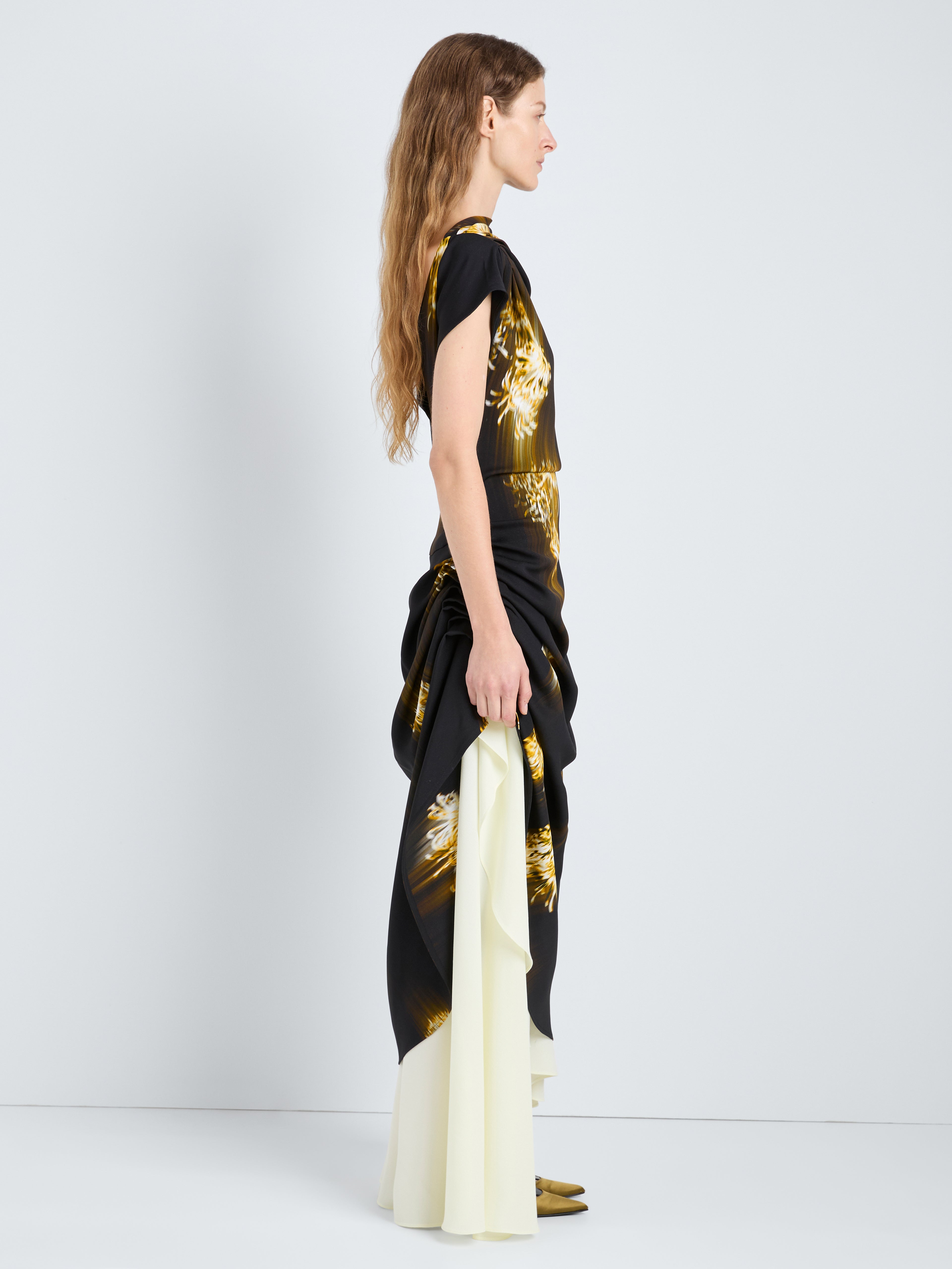 Ava Women's Dress | Printed Viscose Cady, Asymmetrical Hem 2