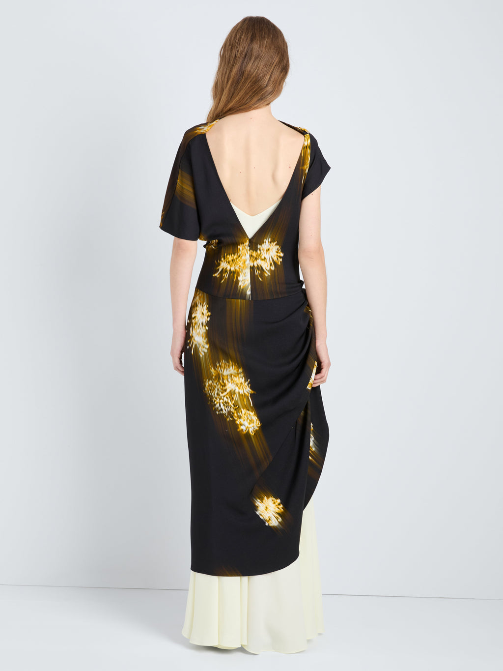 Ava Women's Dress | Printed Viscose Cady, Asymmetrical Hem 3