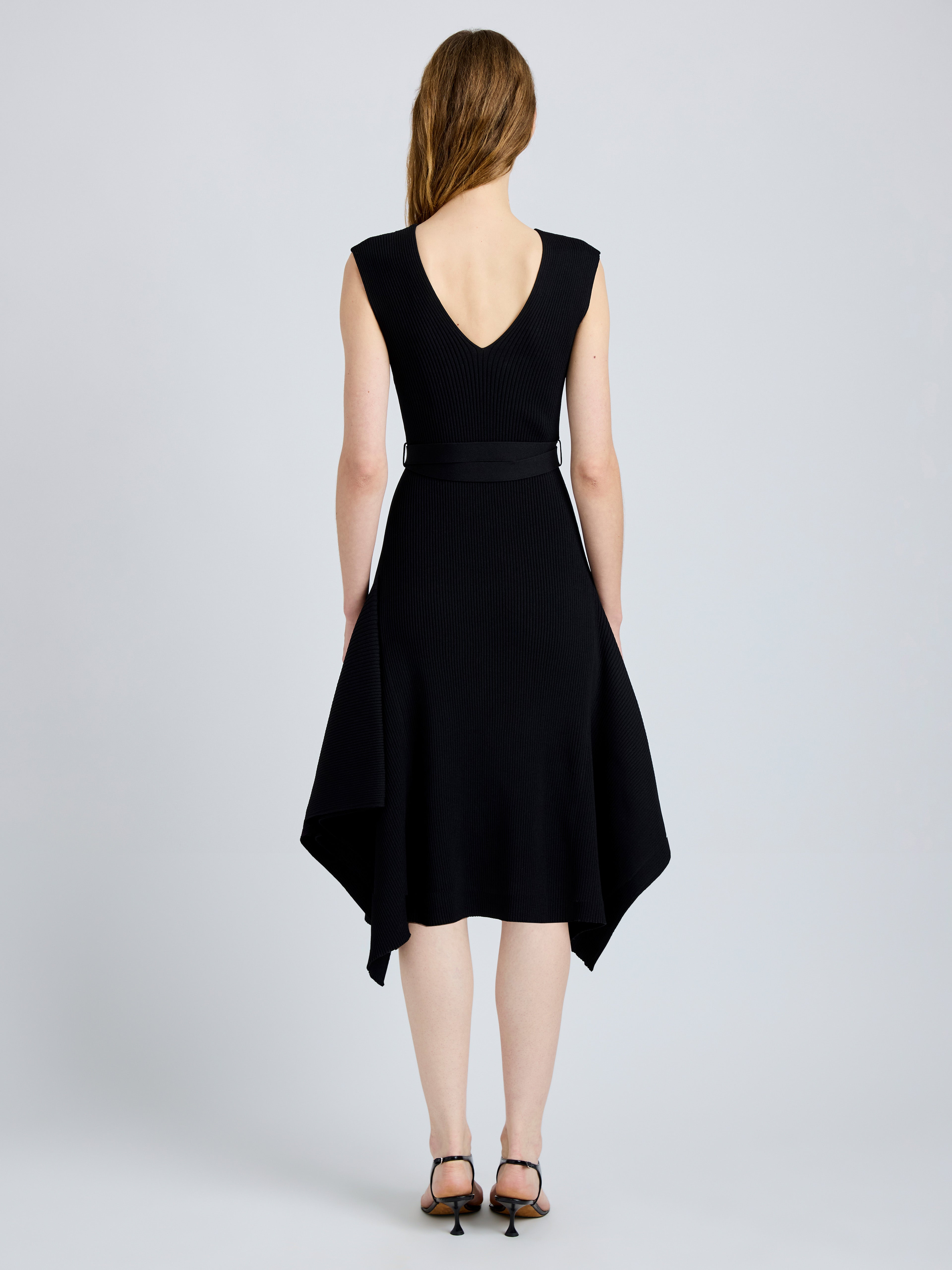 Ava Women's Dress | Rib Knit with Self-Tie Belt 4