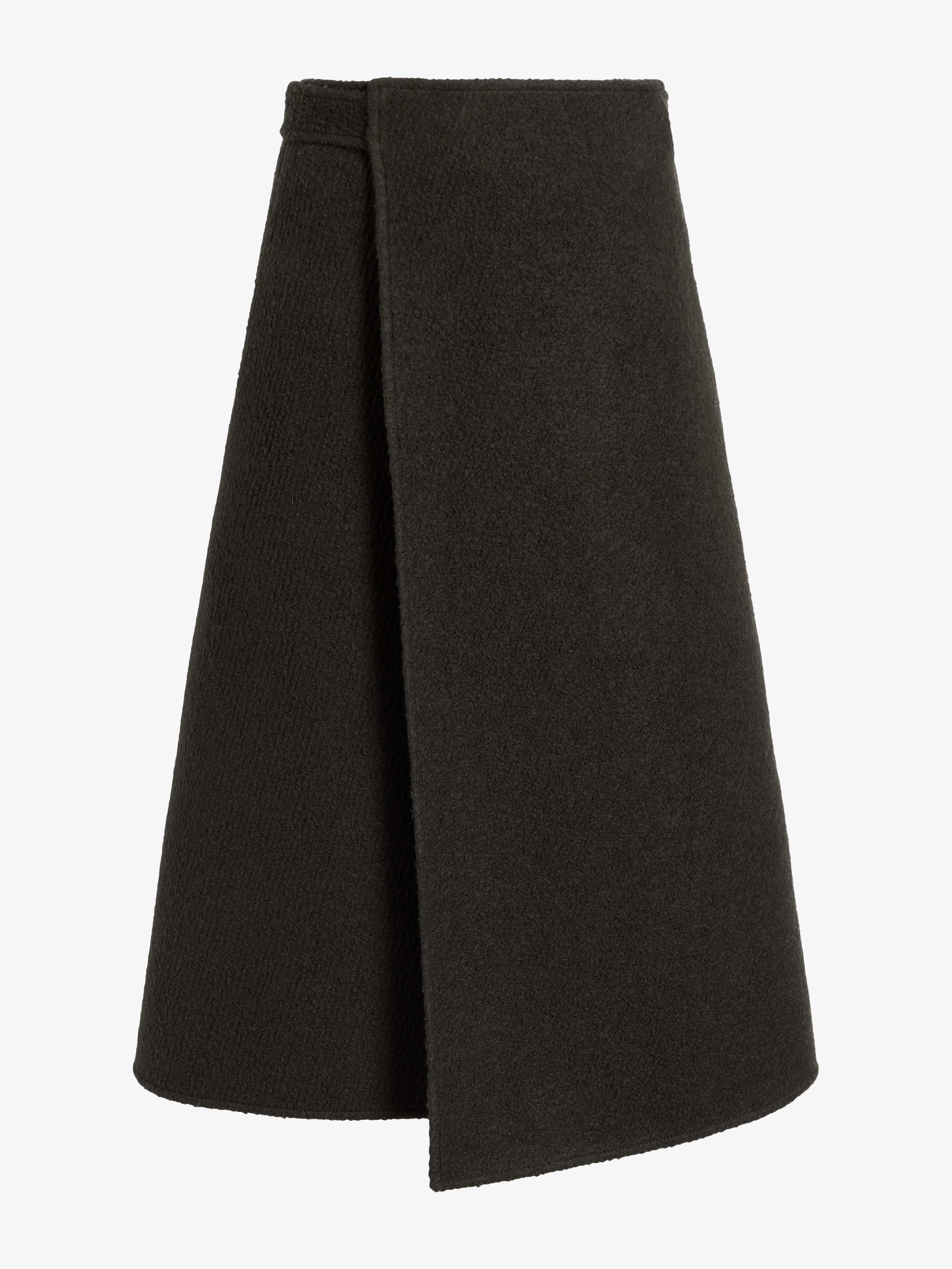 Bodhi Women's Black Midi Skirt | High-Waisted Boucle Twill A-Line 0