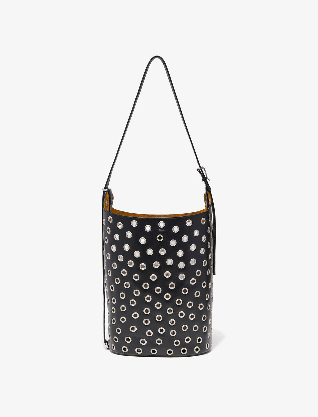 Brant Women's Bucket Bag | Smooth Calfskin with Silver Grommets, Crossbody Handbag 0