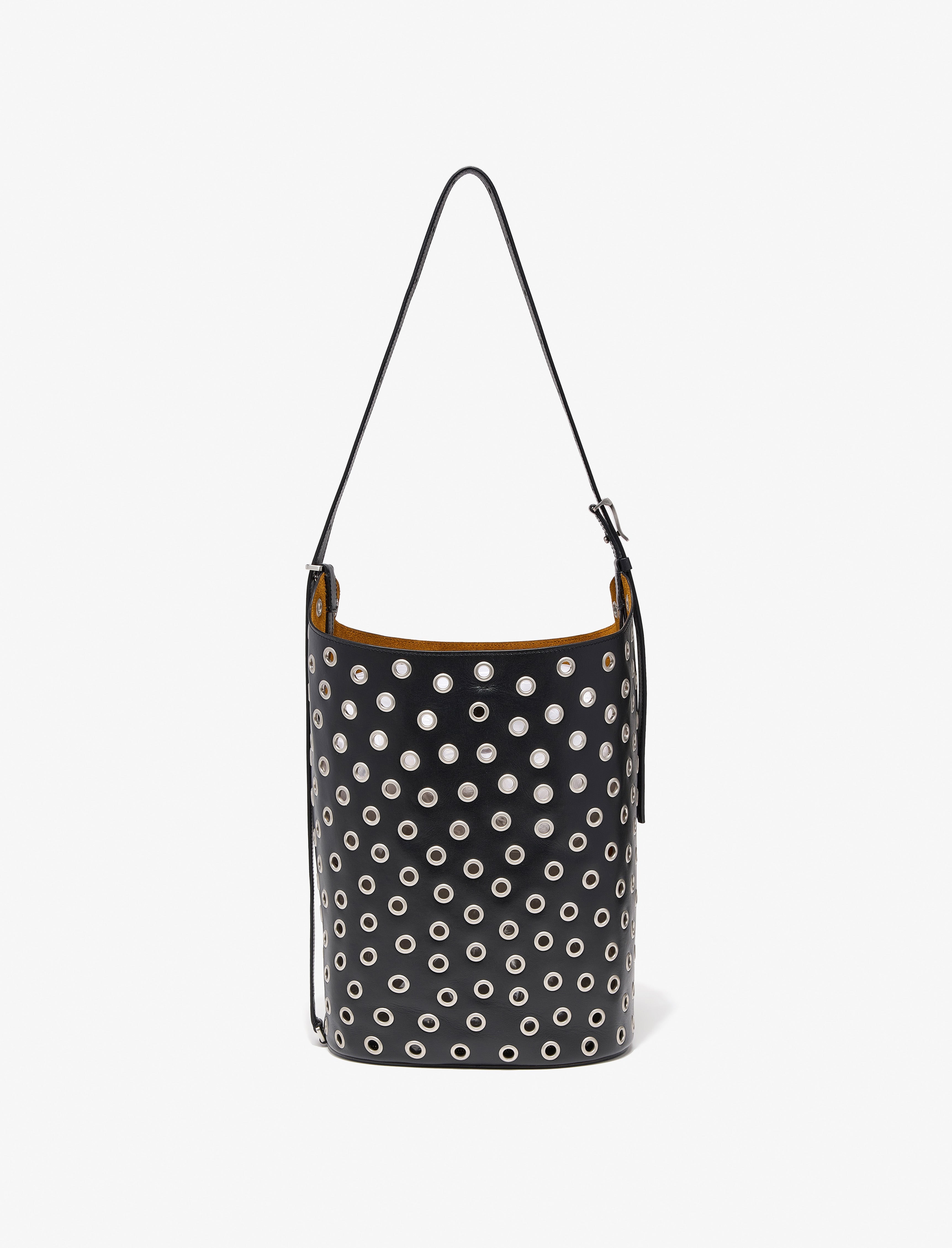 Brant Women's Bucket Bag | Smooth Calfskin with Silver Grommets, Crossbody Handbag 0