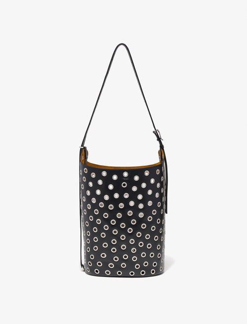 Brant Women's Bucket Bag | Smooth Calfskin with Silver Grommets, Crossbody Handbag 0