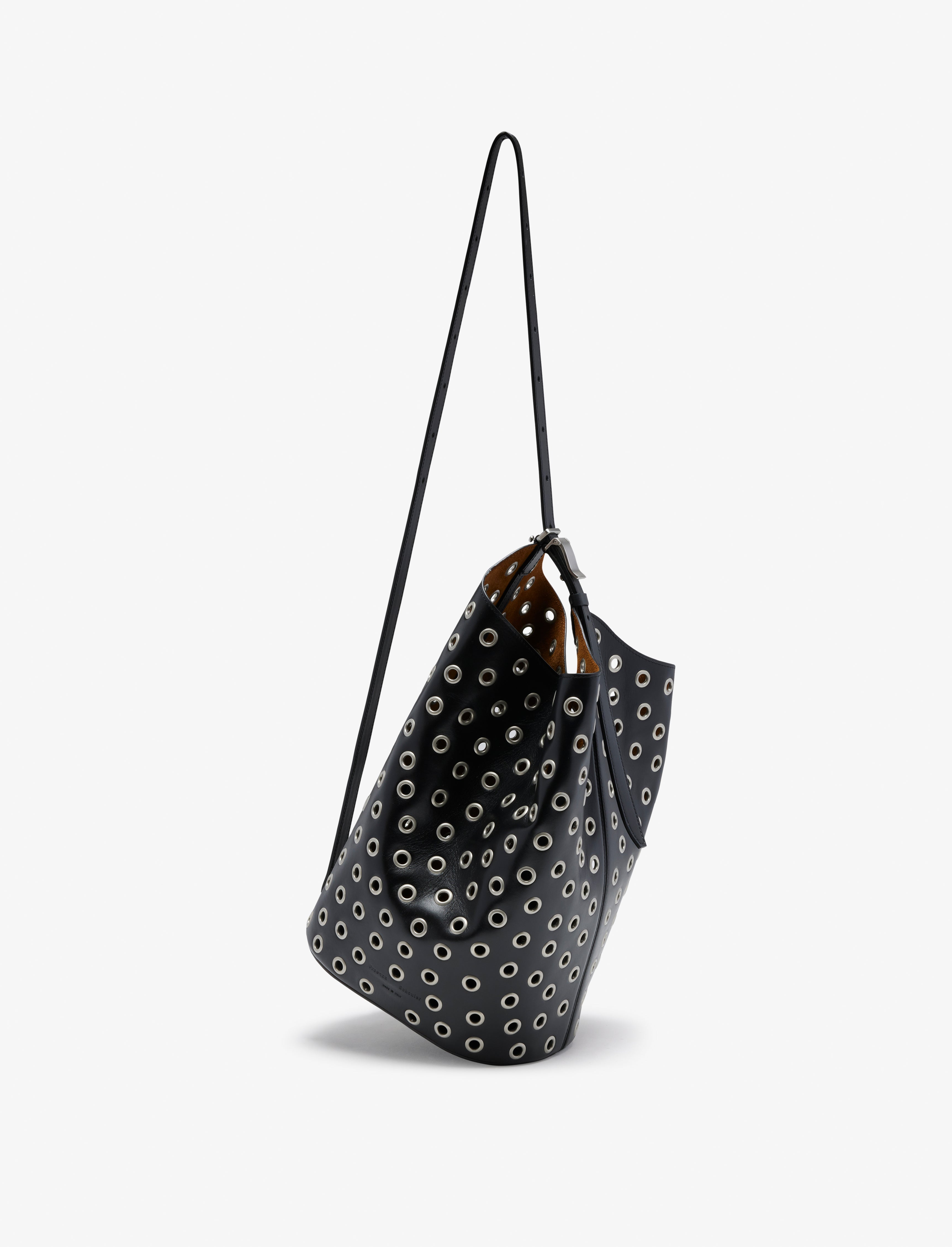 Brant Women's Bucket Bag | Smooth Calfskin with Silver Grommets, Crossbody Handbag 6