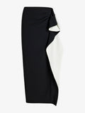 Cella Women's Black Mini Skirt | Matte Double Crepe, Slim Fit with Ruffle Detail 0