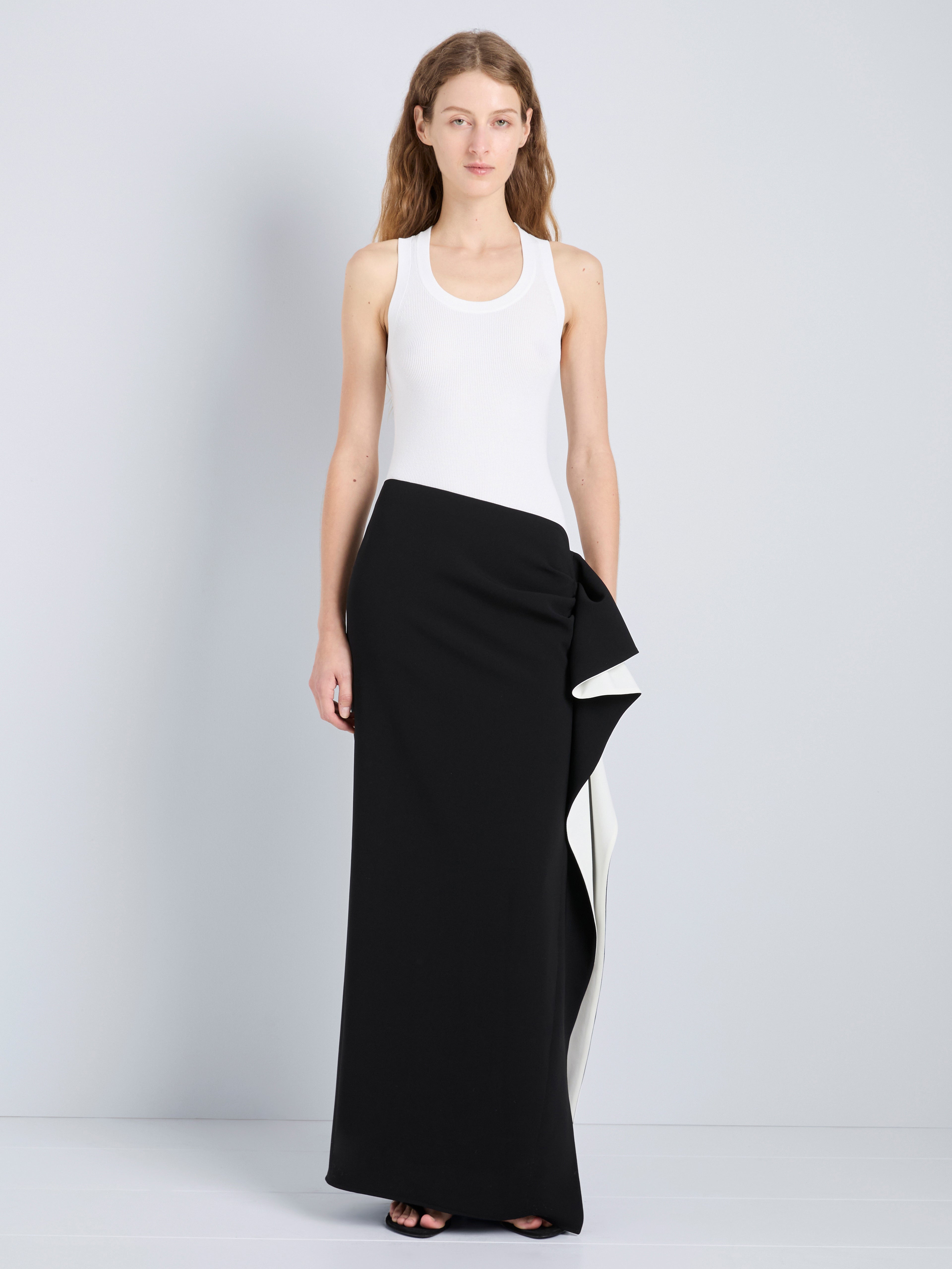 Cella Women's Black Mini Skirt | Matte Double Crepe, Slim Fit with Ruffle Detail 1