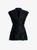 Cindle Women's Black Vest | V-Neck Jacquard, Elegant Sleeveless Design 0