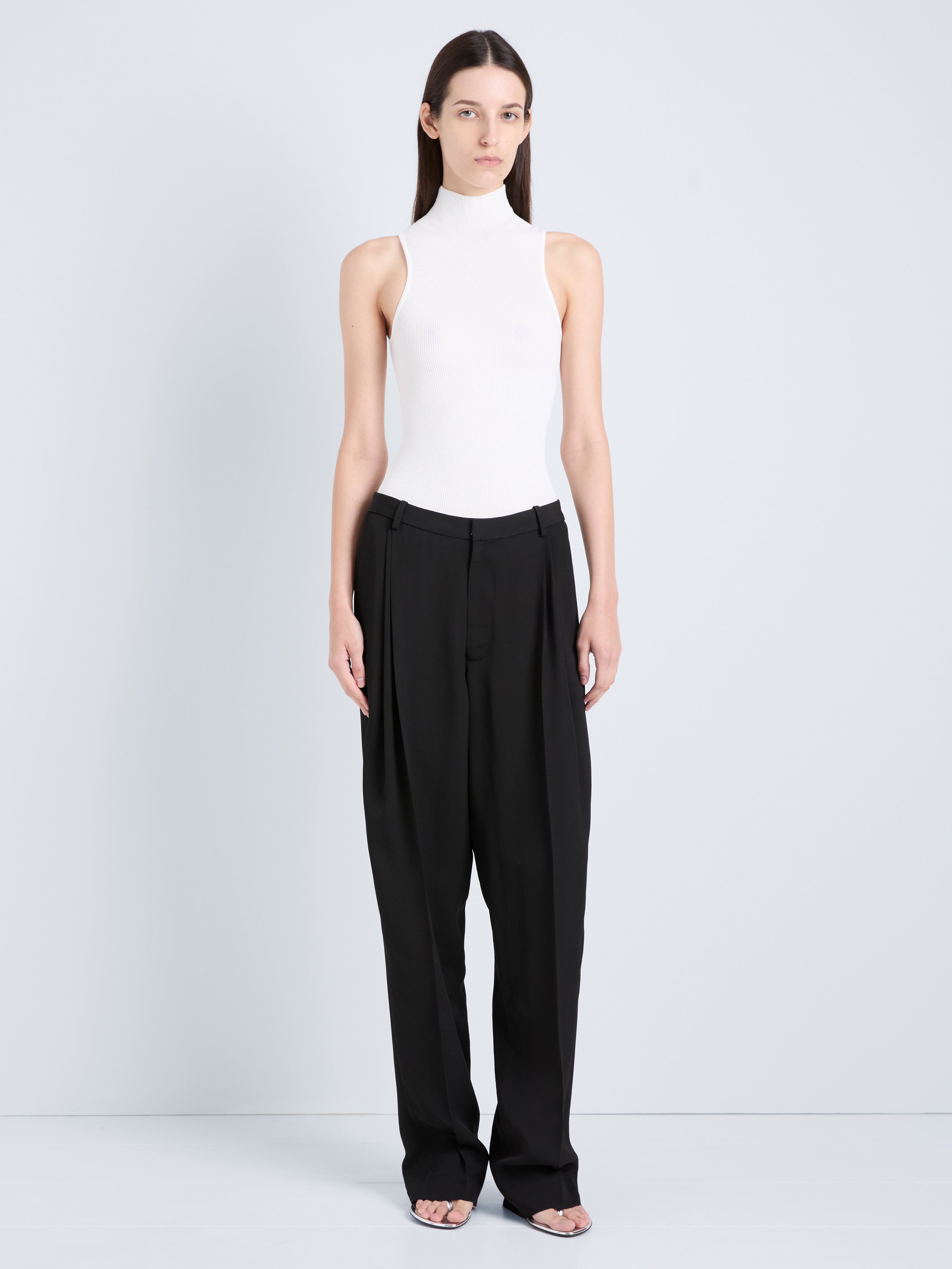 Clementina Women's Wide Leg Trousers | 100% Viscose Twill, Oversized Black Pants 1