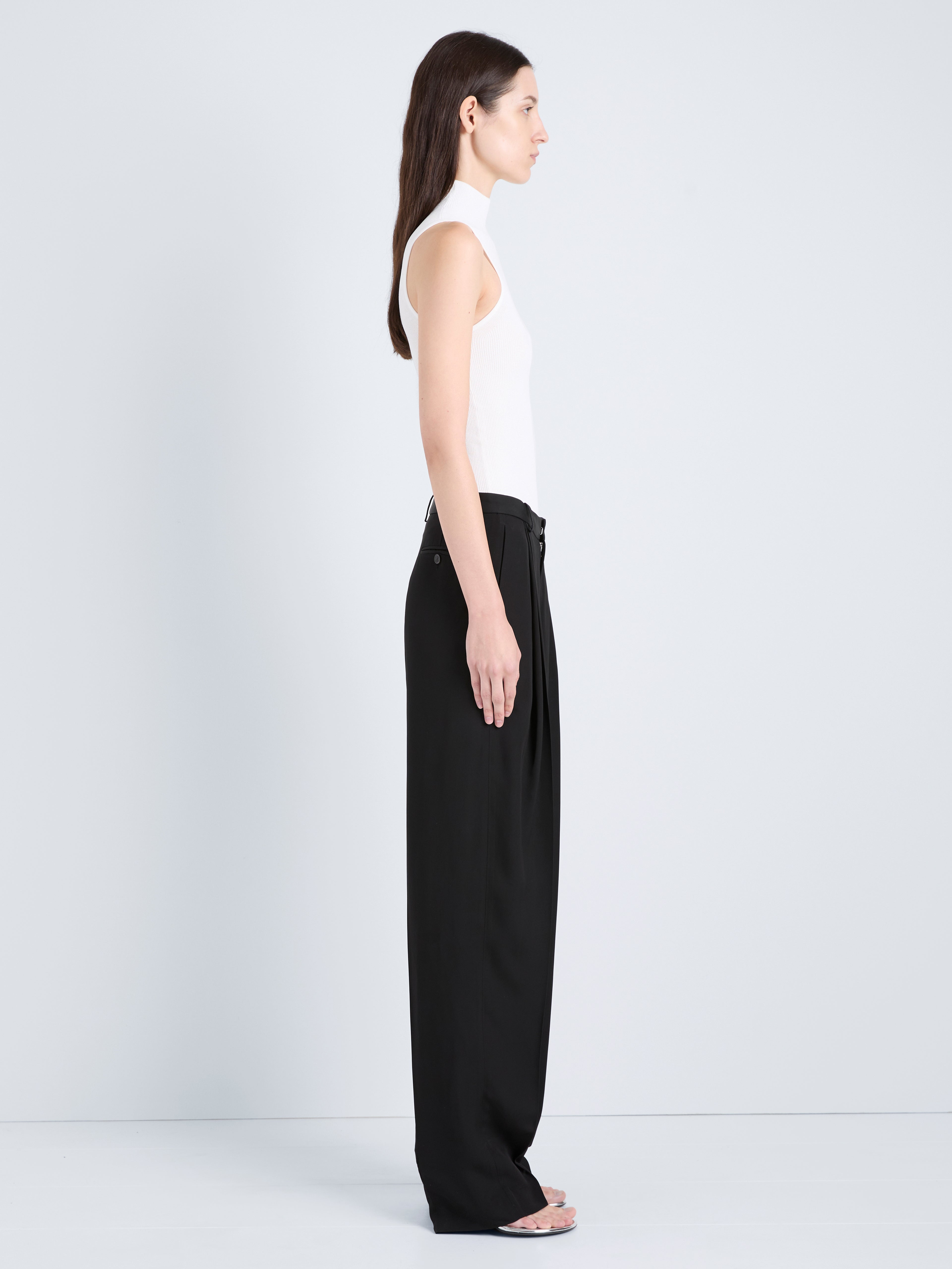 Clementina Women's Wide Leg Trousers | 100% Viscose Twill, Oversized Black Pants 2