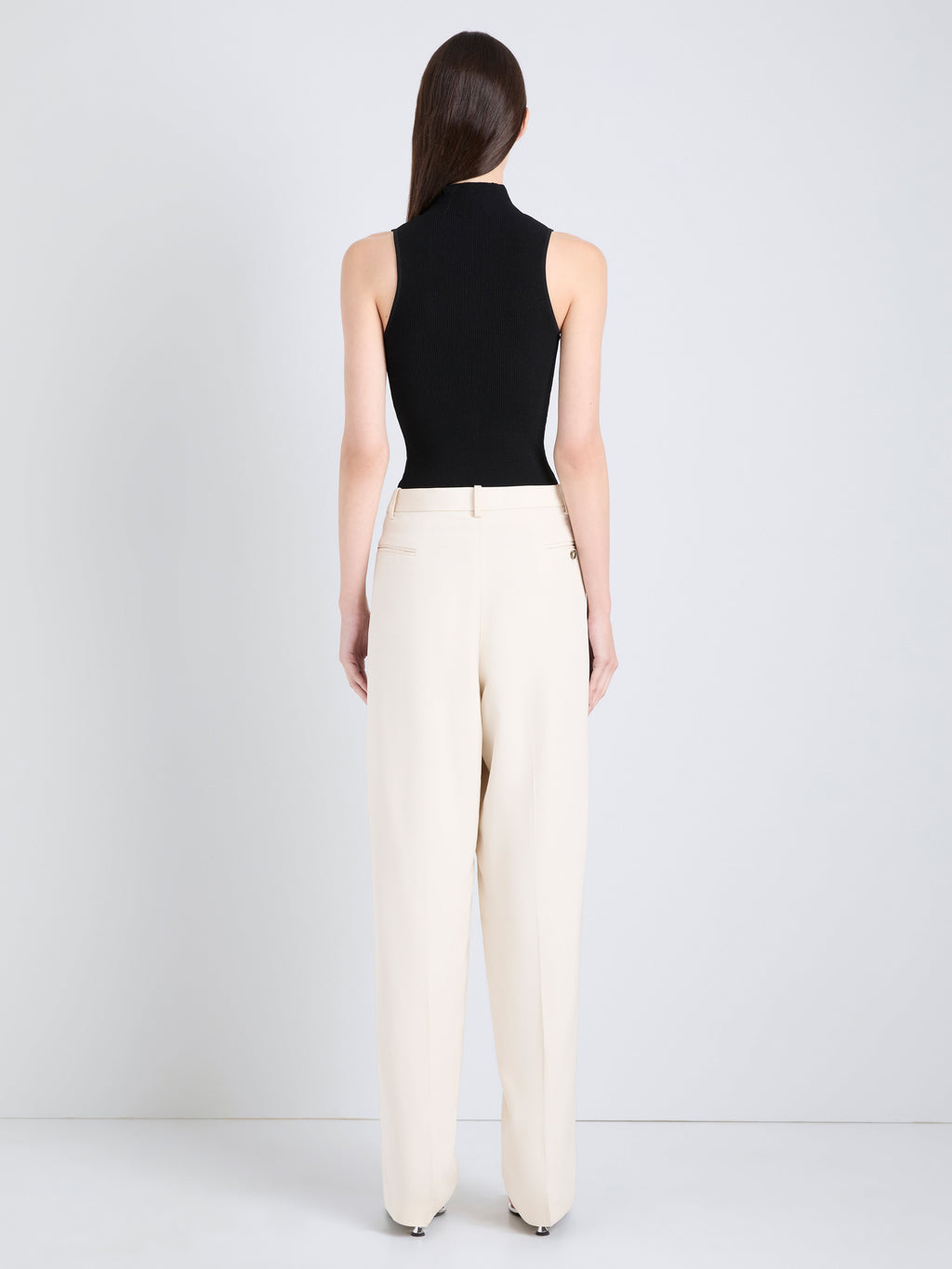 Clementina Women's Wide Leg Trousers | Elegant Ecru Viscose Twill 3